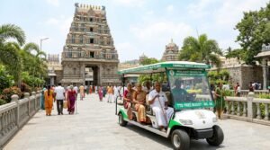 Free battery buggy transport service for senior citizens and differently abled pilgrims in Tirumala.