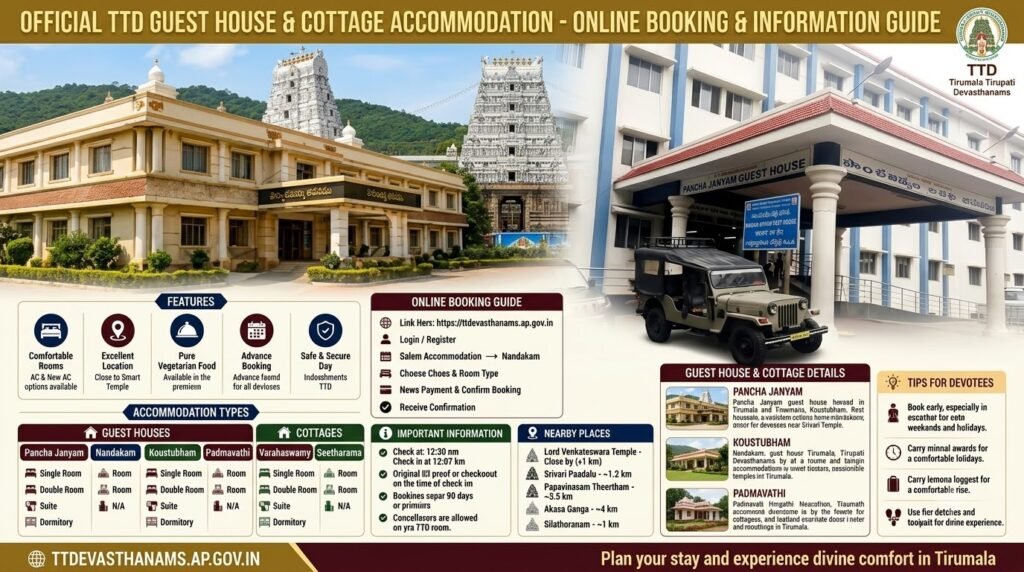 TTD guest house and cottage accommodation located near the Tirumala temple.