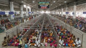 Waiting compartments for ₹300 Special Entry Darshan in Tirumala.