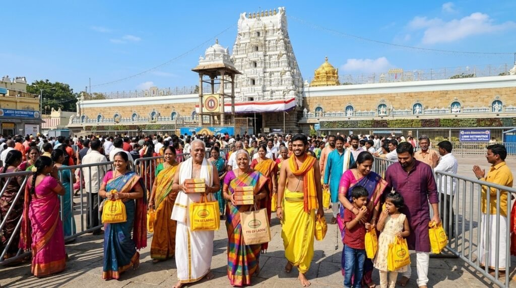 Pilgrims sharing positive Tirupati darshan reviews and experiences.