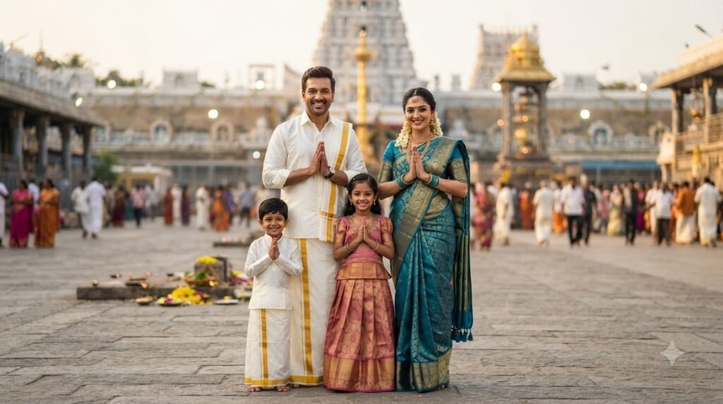 Infographic showing allowed and prohibited clothing for ladies visiting Tirupati including sarees and salwar kameez.