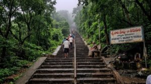 The steep Srivari Mettu walking path to the Tirumala temple.
