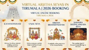 The four Arjitha Sevas available for virtual online booking in Tirumala for 2026.