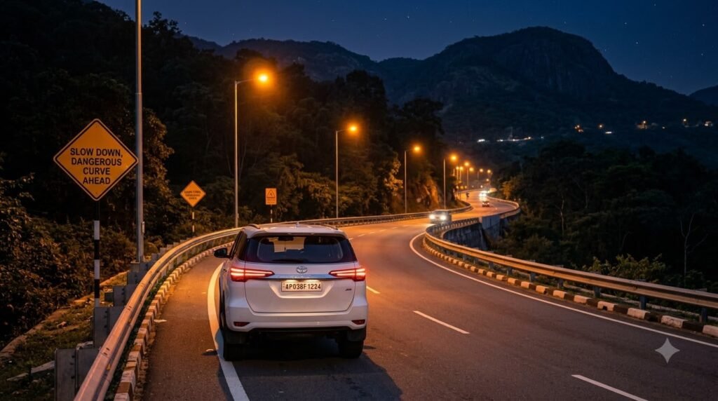 Night driving safety and rules on Tirumala Ghat Road.